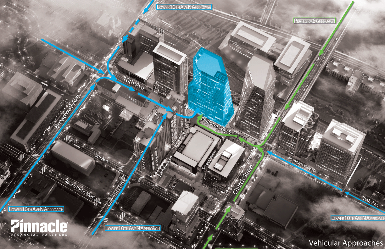 Map of Nashville Yards and surrounding area showing ingress routes